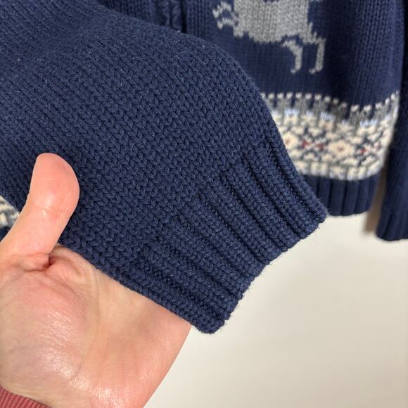 Eddie Bauer Full Zip Cardigan Sweater Large fair isle nordic holiday reindeer - Picture 6 of 8